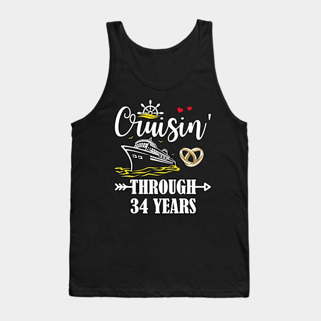 Cruising Through 34 Years Family 34th Anniversary Cruise Couple Tank Top by Davito Pinebu 